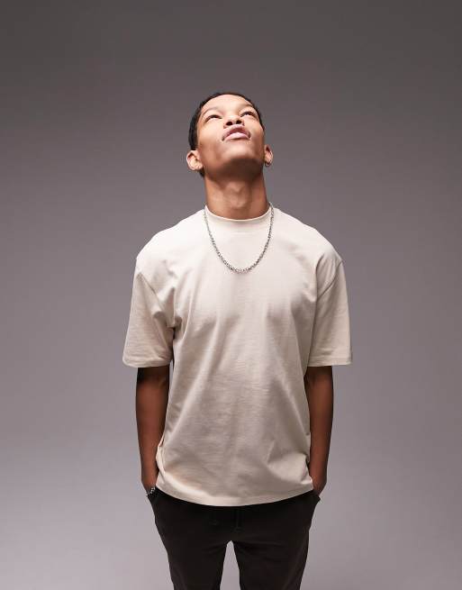 Topman - Oversized T-shirt in stone