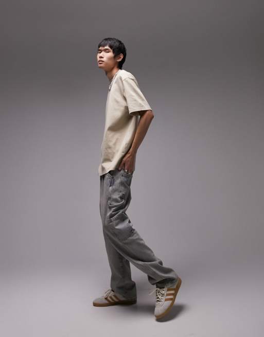Topman - Oversized T-shirt in stone