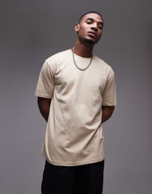 Topman - Oversized T-shirt in stone