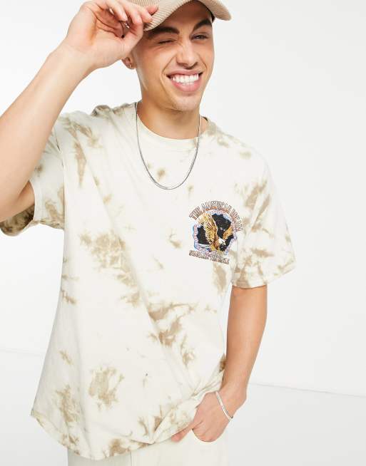 Topman - Oversized T-shirt med 'American Dream'-print i beige vask, 3 af 4