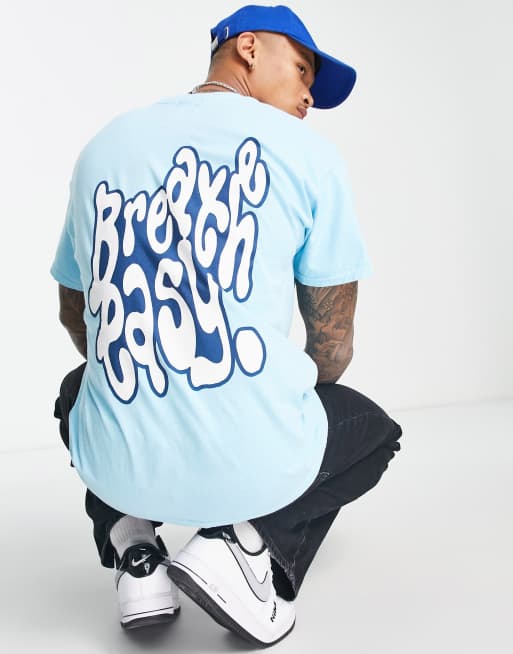Topman - Oversized T-shirt met 'Breathe Easy' print in lichtblauw