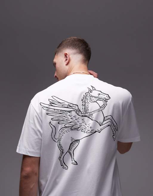 Topman - Oversized T-shirt met Pegasus-print op de achterkant in wit