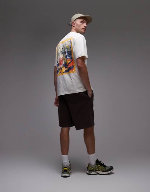 Topman - Oversized T-shirt met postzegelprint in ecru