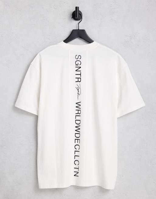 Topman - Oversized T-shirt met Signature vlak op de rug in wit