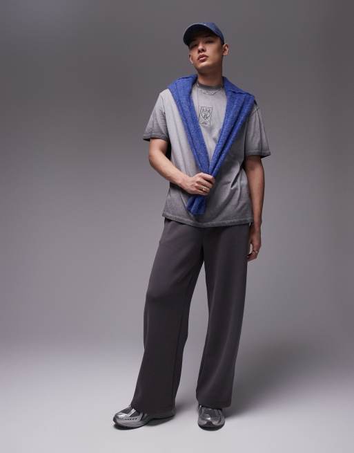 Topman - Oversized T-shirt met speelkaart-borduursel in zwart met wassing, 4 van 4