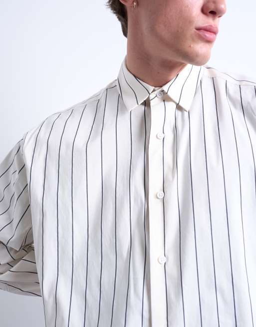 Topman - Oversized T-shirt met strepen in ecru, 4 van 5
