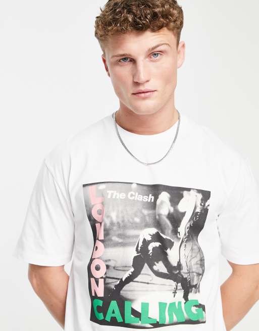 Topman - Oversized T-shirt met 'The Clash London Calling'-print in wit