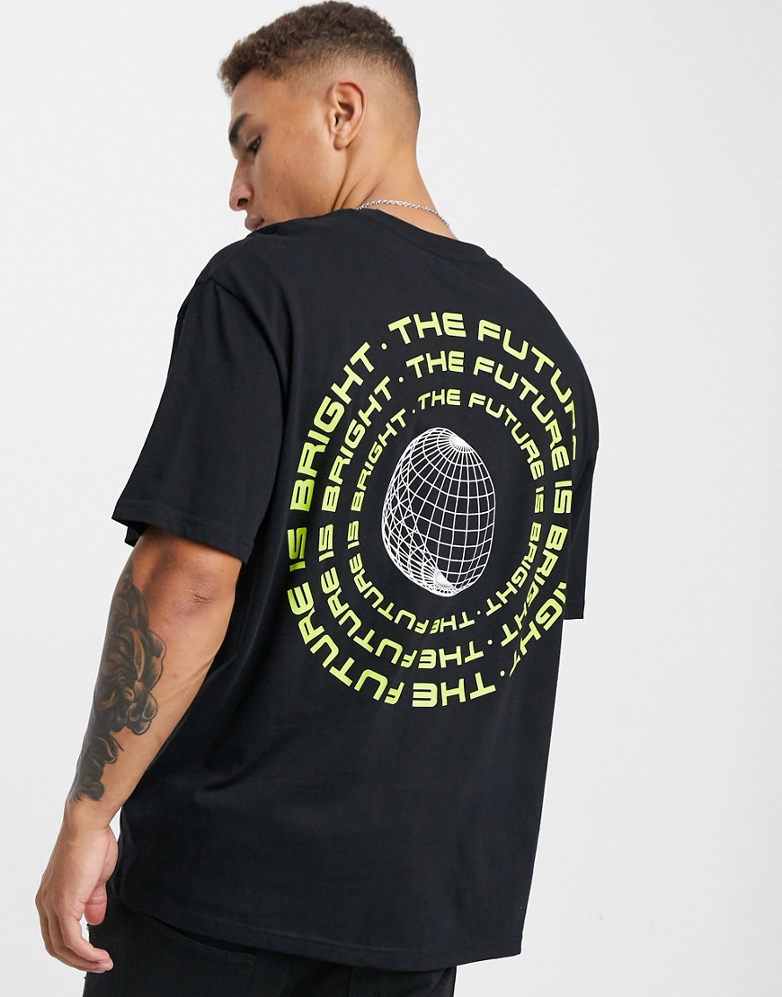 Topman - Oversized T-shirt van organisch katoen met 'future is bright'-print op de achterkant in zwart