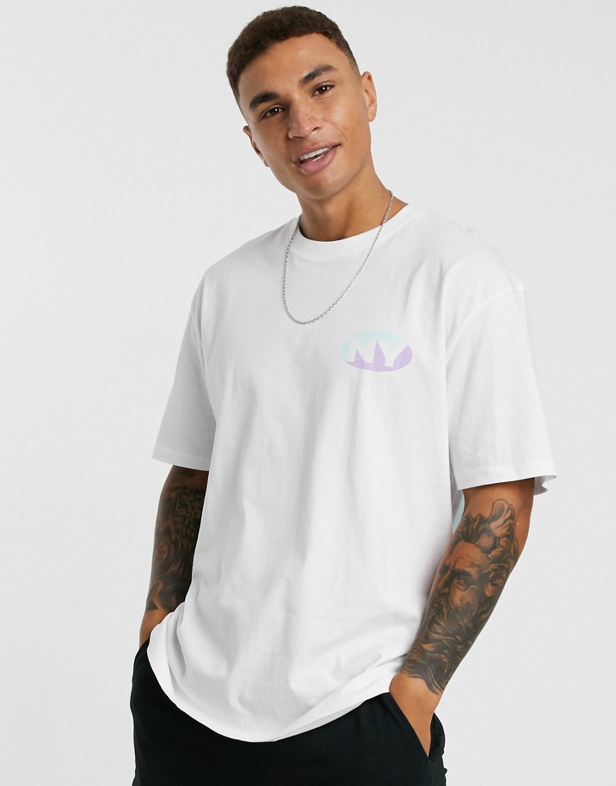 Topman - Oversized T-shirt van organisch katoen met NY-print op de rug in wit