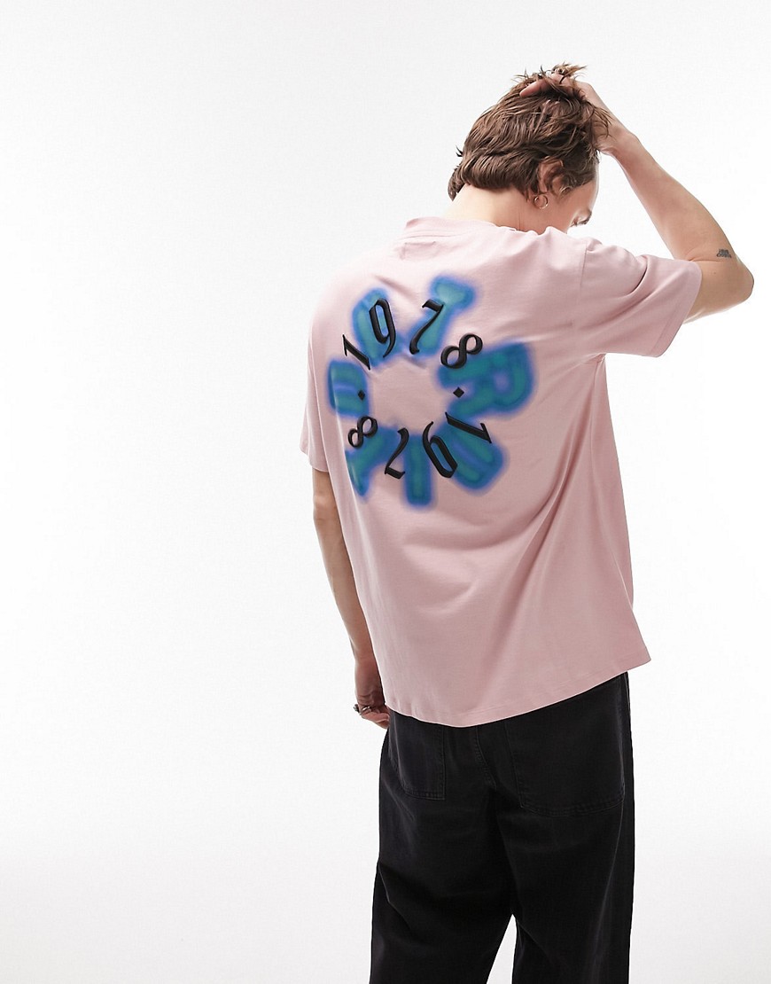 Topman oversized t-shirt with 1978 Detroit embroidery in pink