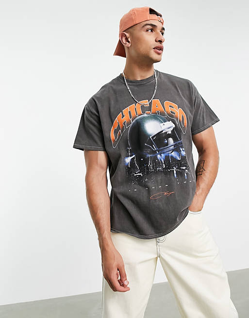 T-Shirts & Vests Topman oversized t-shirt with Chicago print in washed black 