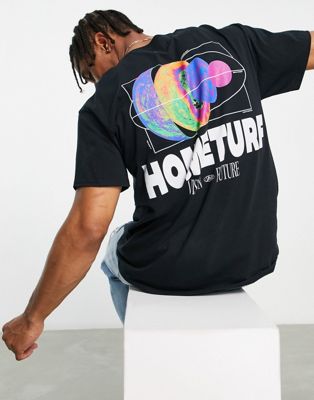 Topman oversized t-shirt with front and back hometurf print in black - ASOS Price Checker