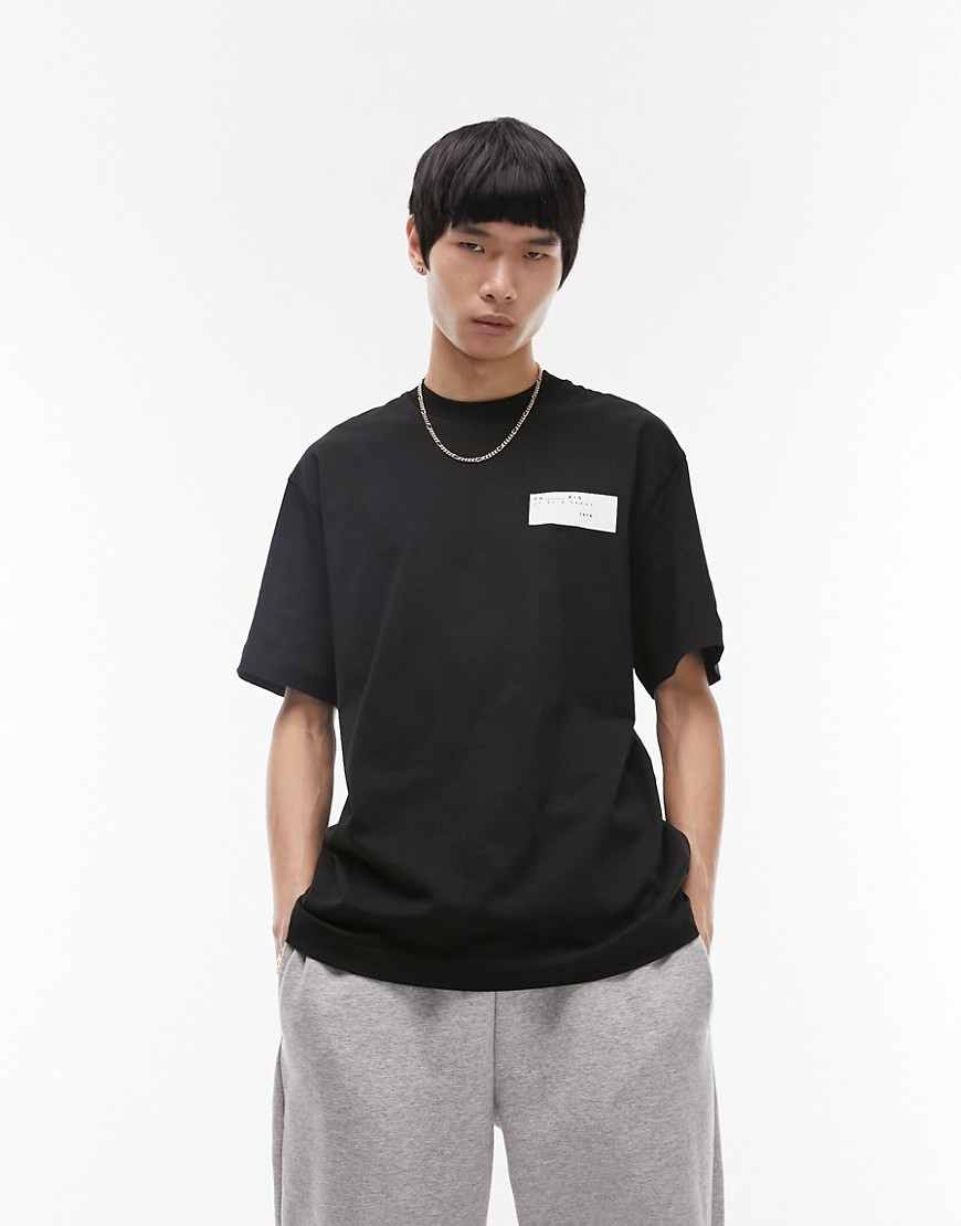 Topman oversized t-shirt with front and back Paris print in black