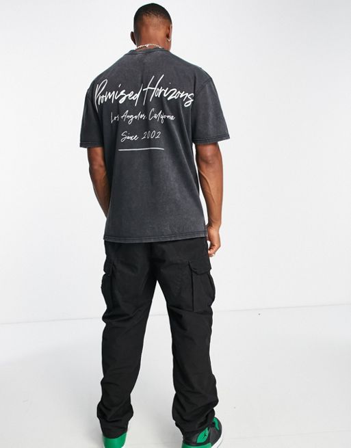 Topman extreme oversized T-shirt with Harlem print in black