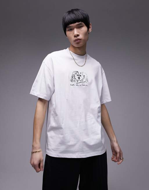 TOPMAN Oversized High Neck T-shirt in White for Men