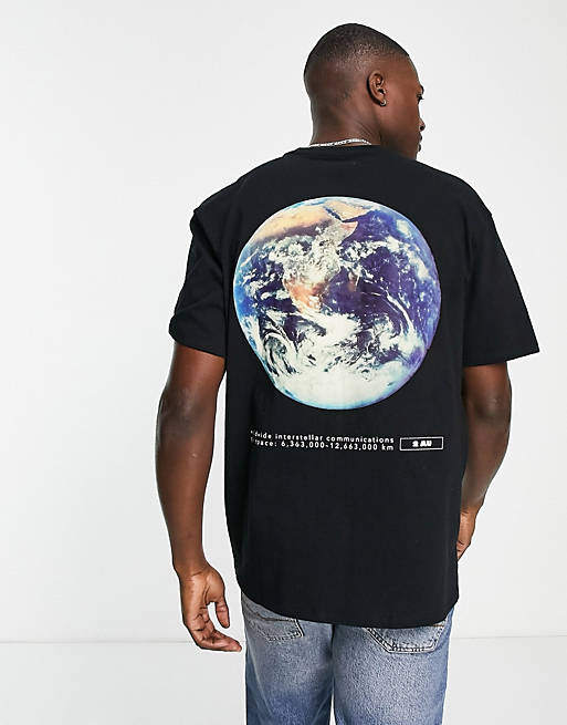 T-Shirts & Vests Topman oversized t-shirt with planet print in black 