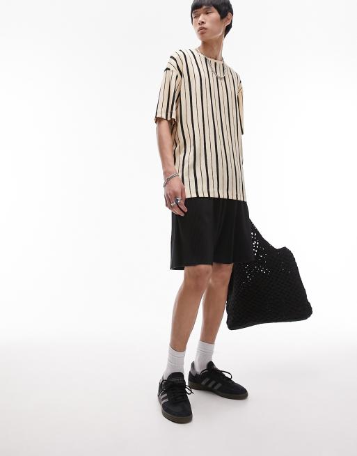 Men's Oversize T-shirt Designer Grey Striped White