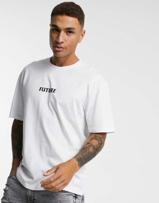 Topman oversized t-shirt with we are the future back print in white