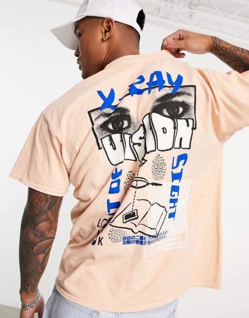 Topman oversized t-shirt with x-ray vison print in orange 