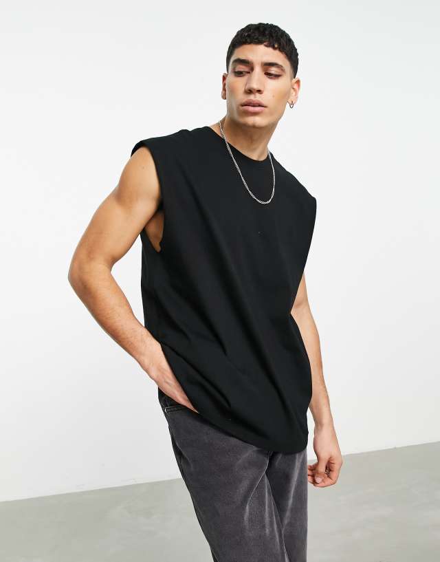 Topman oversized tank top in black