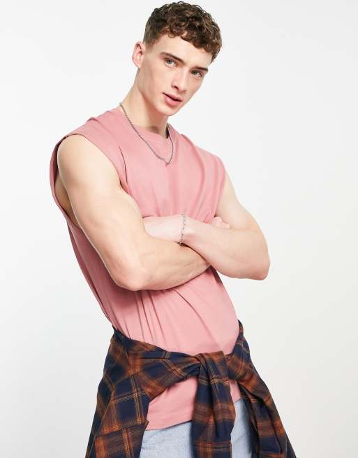 Topman oversized tank top in pink - BURGUNDY