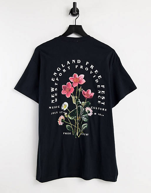 Topman oversized tee with what comes around front and back print in black