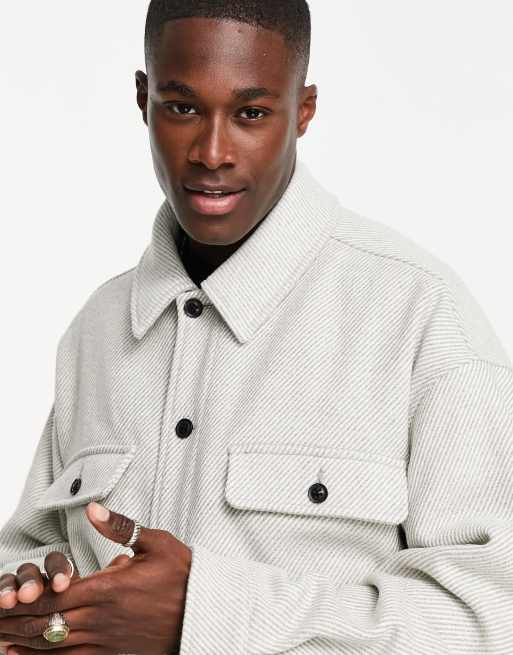 Topman oversized textured shacket in gray