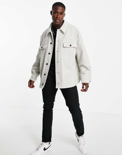 Topman oversized textured shacket in grey | ASOS