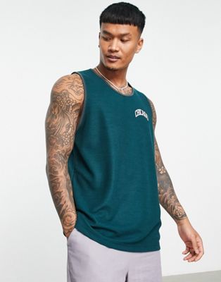 Topman oversized textured vest with Chicago print in green