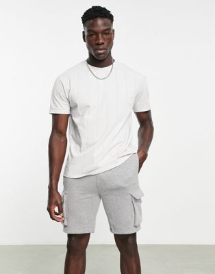 Topman oversized tonal stripe t-shirt in light grey