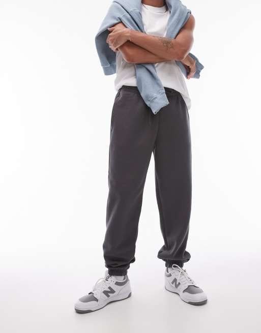Topman oversized trackies in charcoal