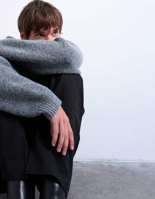 Topman - Oversized trui met ronde hals in antracietgrijs, 4 van 5
