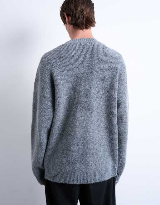 Topman - Oversized trui met ronde hals in antracietgrijs, 5 van 5