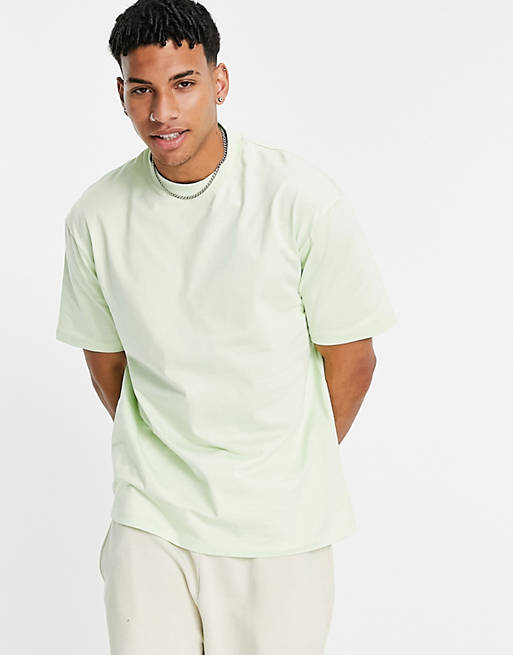Topman oversized turtle neck t-shirt in light green | ASOS