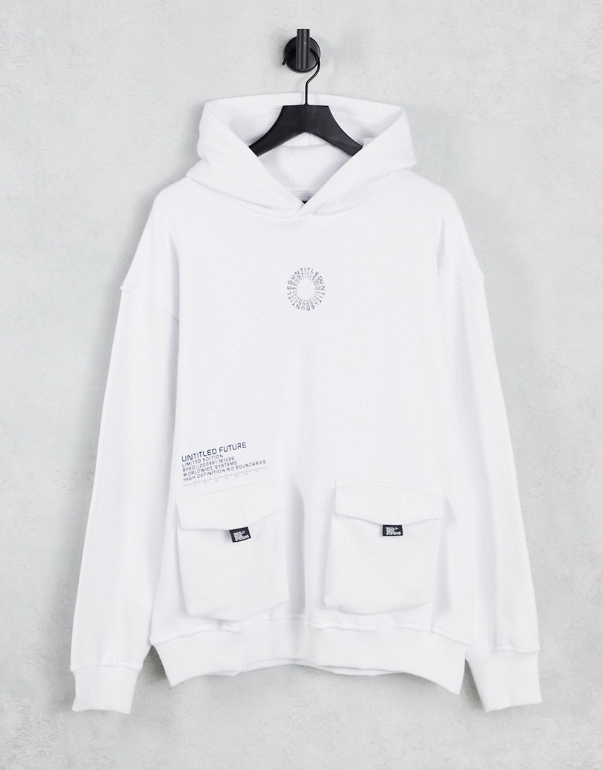Topman oversized untitled hoodie in white - part of a set