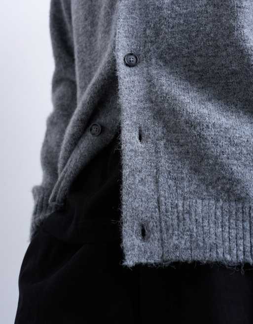 Topman oversized v neck cardigan in charcoal