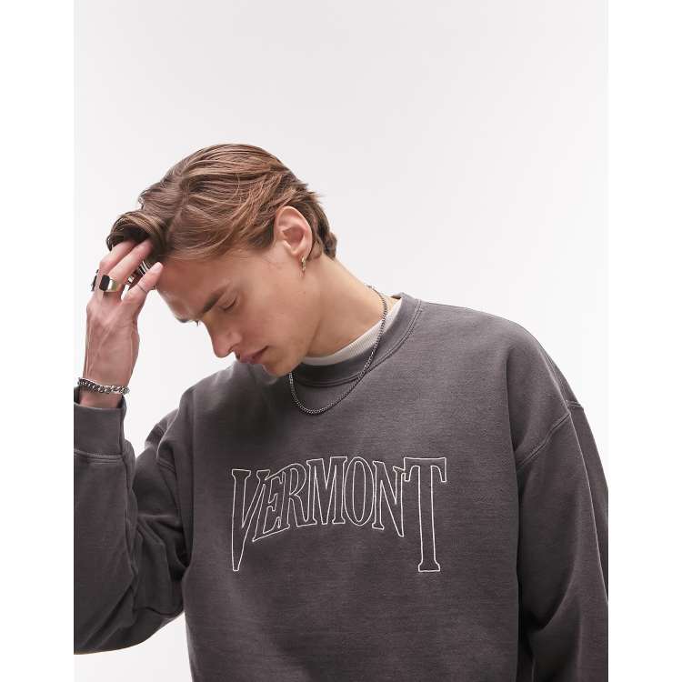 Topman oversized Vermont sweatshirt in washed black | ASOS