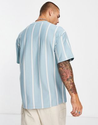 Topman oversized vertical stripe t-shirt in blue