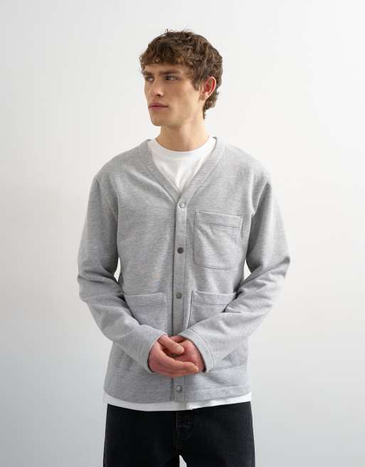 Topman - Oversized vest van jersey in grijs, 2 van 5