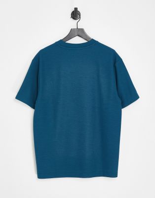 Topman Oversized Waffle T-shirt With Pocket In Blue