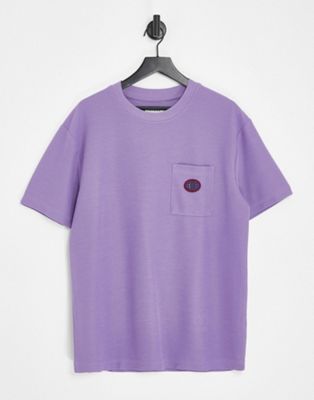 Topman oversized waffle t-shirt with pocket in washed purple  - ASOS Price Checker
