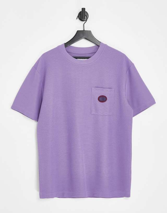 Topman oversized waffle T-shirt with pocket in washed purple