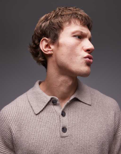 Topman – Owsiany dzianinowy sweter polo o luźnym kroju, 4 z 4