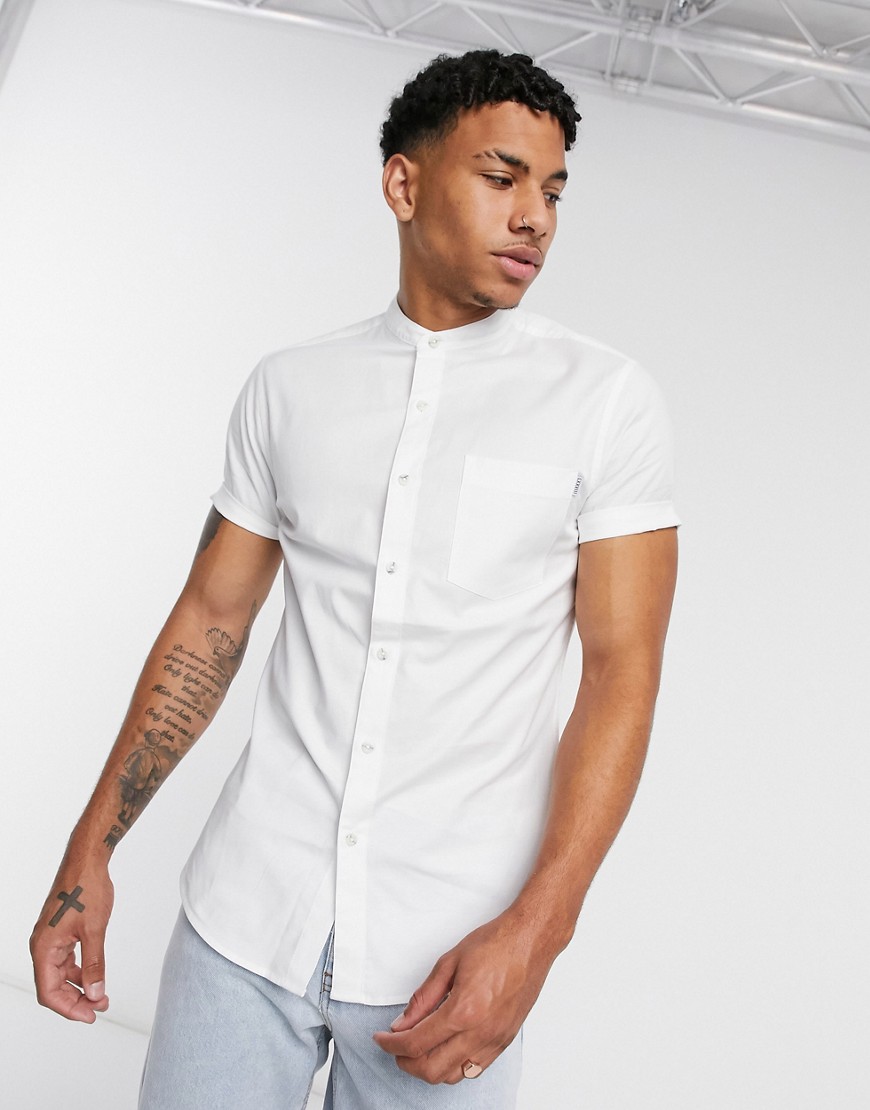 Topman - Oxford overhemd met korte mouwen in wit