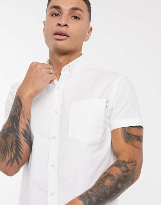 Topman - Oxford overhemd met korte mouwen in wit, 3 van 4