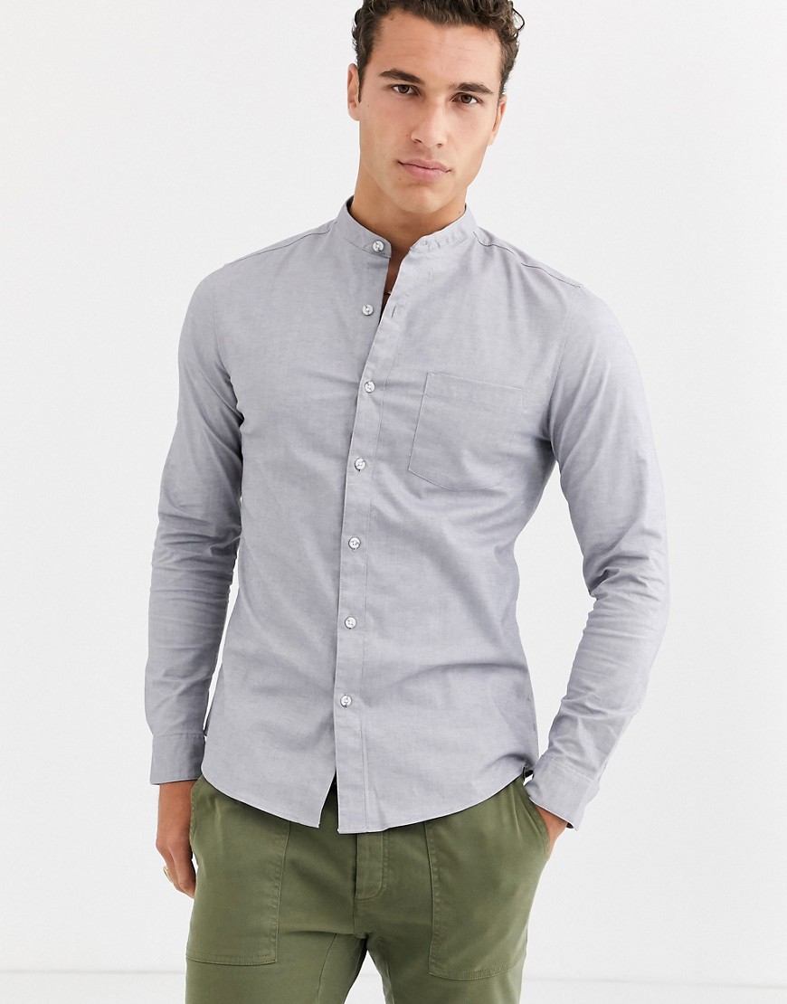 Topman - Oxford overhemd met lange mouwen in grijs