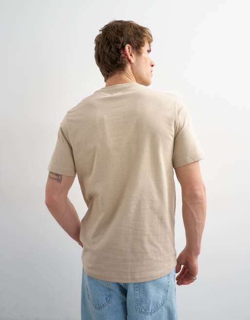 Topman - Pack de 3 camisetas de color negro, blanco y piedra de corte clásico, 5 de 5