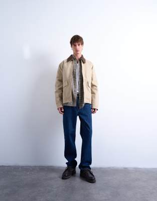 Topman Padded Canvas Jacket In Neutral