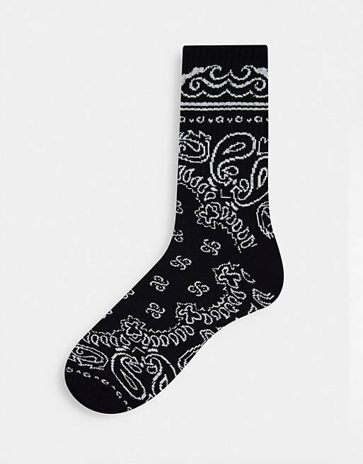 Topman paisley tube sock in black