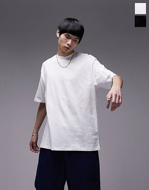 Topman - Pakke med 2 oversized T-shirts i sort hvid | ASOS